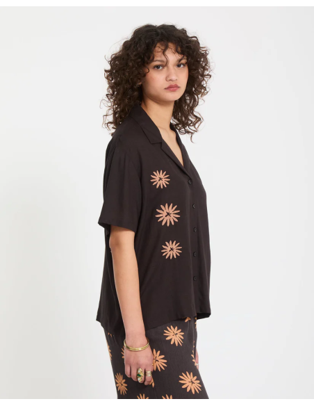 Women's Volcom Emb Midnite Ramble Top Shirt Ss