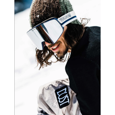 Volcom Odyssey Dark Blue Off White Sky Goggle Silver Chrome