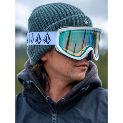 Volcom Footprints Matte White Stone Goggles Ice Chrome + BL